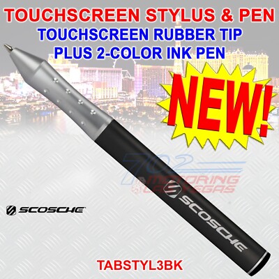 NEW SEALED SCOSCHE TOUCHSCREEN STYLUS TWO COLOR BLACK RED INK PEN  TABSTYL3BK