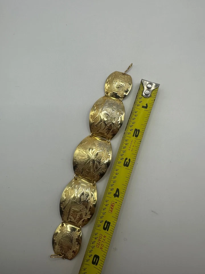 Juego de pulseras brazalete brazalete brazalete chapado en oro amarillo 2 por 1 para mujer Foto 4 de 4