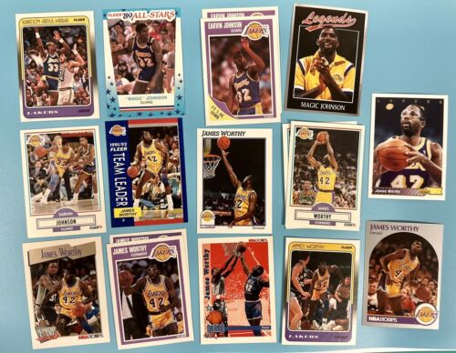 Lakers Magic, Kareem, Worthy cards 80s & 90s Fleer, Upper Deck, Hoops, Topps Lot - Picture 1 of 9