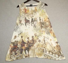 Inoah Women's Sleeveless Tank Top Size Small Wearable Art Asymmetrical Hemline