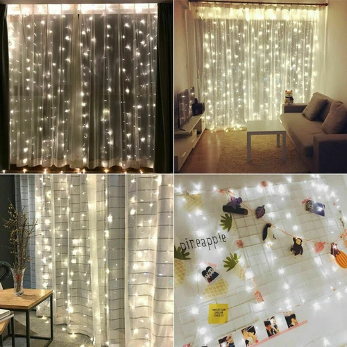 300/600 Led Curtain Fairy Lights Wedding Indoor Outdoor Christmas Garden Party - Picture 19 of 23