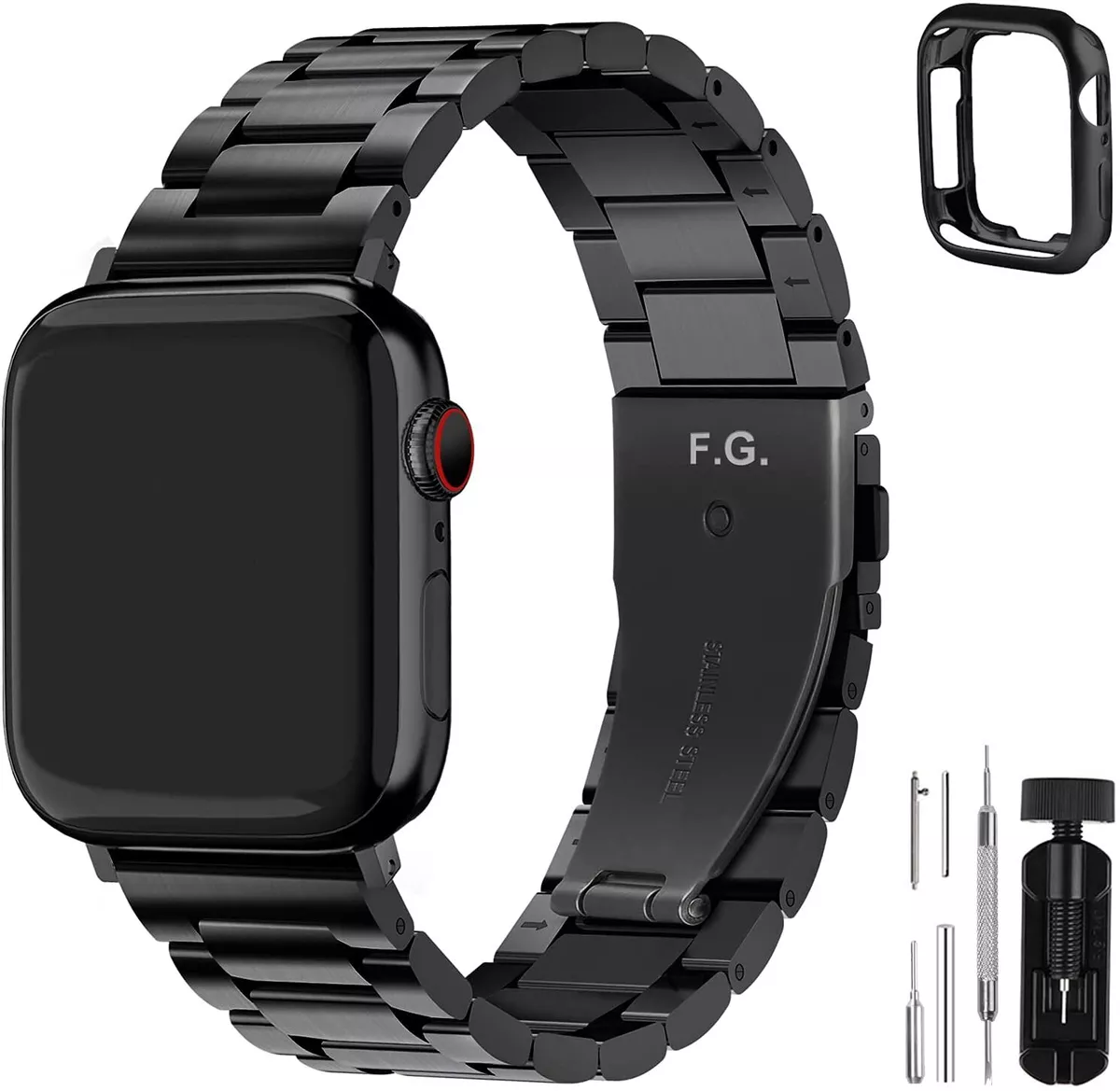 Apple Watch 7 41mm 45mm 6 5 4 3 2 1 SE Stainless Steel iWatch Band +Full Case