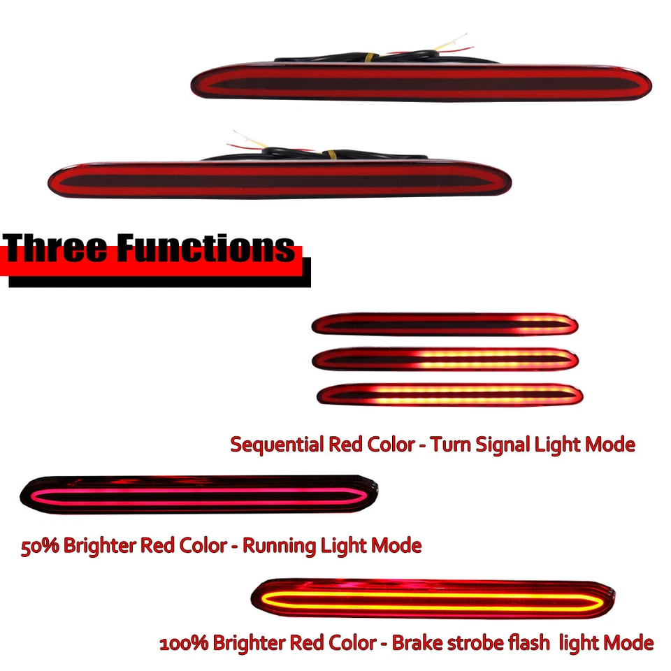 红色 LED 后保险杠反射器尾部制动信号灯适用于 2004 - 2008 讴歌 TSX — 第 2/4 张图片