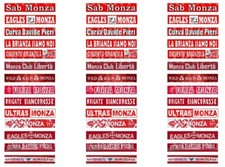 SUBBUTEO - 42 ADESIVI MONZA TIFOSERIE / SUPPORTERS per GRADINATA TRIBUNA e CURVA