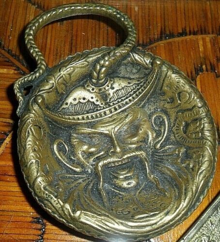 antique fine cast brass bronze Ashtray / coal dish Genie spirit 1895-1920 - Photo 1/3