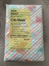 Vintage Sears Crib Sheet Teddy Bear, Kitty Cat,  Lamb, Original Packaging