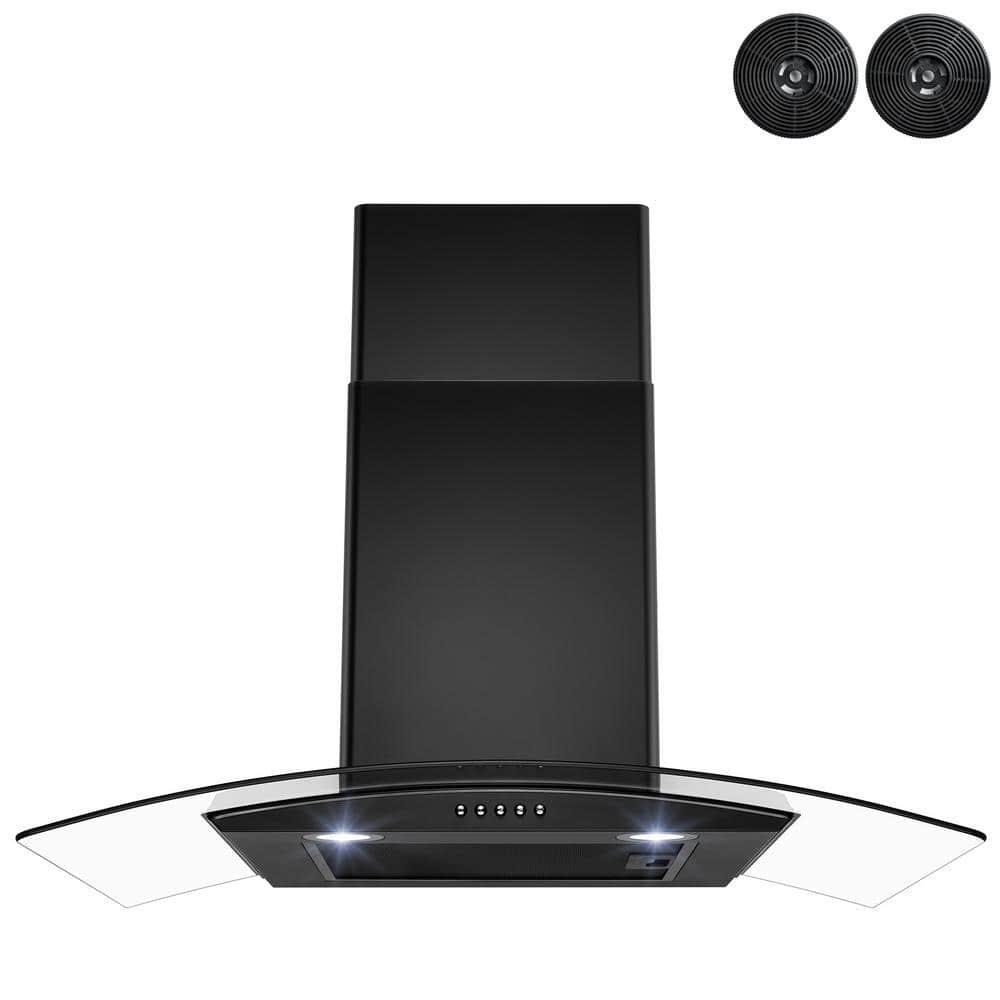 Golden Vantage Wall Mount Range Hood 30" W/Tempered Glass + Carbon