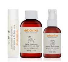 Erbaviva Stretch Mark Cream Baby Shampoo Mini Lip Cheek Balm 3-Pc Travel Set