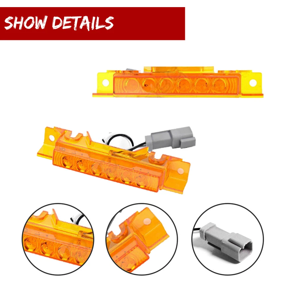 5X Amber Lens Cab Roof Marker Lights For Volvo 2004 VN/2003-2020 VNL Trucks,etc. - Image 4 of 4