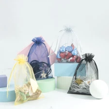 100Pcs Mesh Gift Bag Drawstring Party Jewelry Storage Net Bags for Wedding