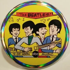 The Beatles PIN BUTTON ABC Cartoon John Lennon George Harrison Paul McCartney