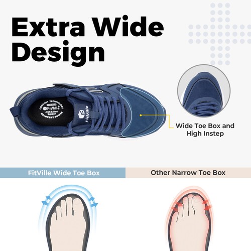 FitVille Women's Walking Shoes Comfort Sneakers for Flat Feet - Rebound Core V7 - Picture 12 of 45