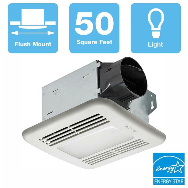 Delta Exhaust Fan Bath Vent 50 CFM Light White Grille Ventilation Quiet Bathroom eBay
