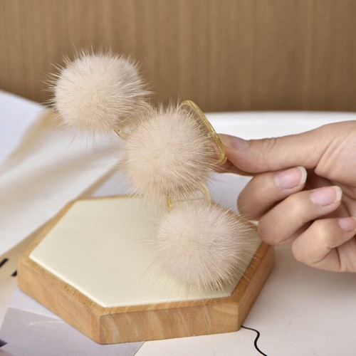 Women's Real Mink Fur Hair Clip Hair Claw bobby Pin Hairpin W Fur ball Pompom - Picture 13 of 22
