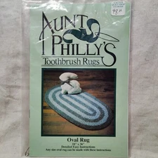Aunt Philly's Toothbrush Rugs 36"x18" Oval Rug Home Crochet Knitting Pattern