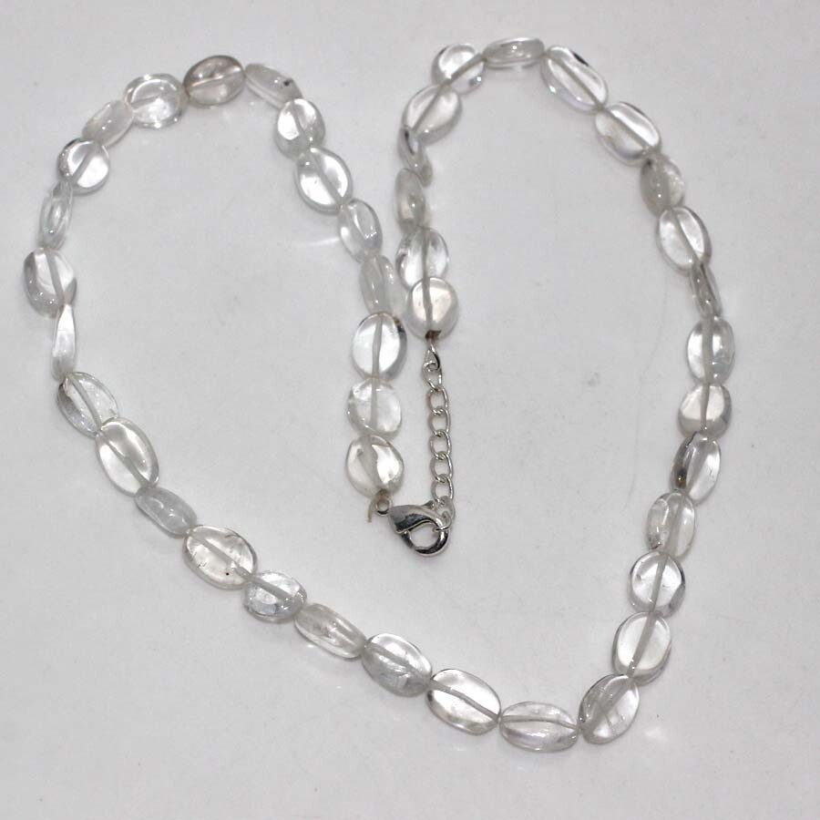 Crystal Topaz 925 Silver Plated Beaded Gemstone Necklace 17 Valentine Gift