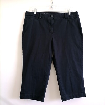 Talbots Womens Navy Blue High Rise Prefect Skimmer Straight Crop Pants Size 16P