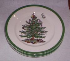 4 Spode CHRISTMAS TREE 7-3/4" Salad Plates, Unused