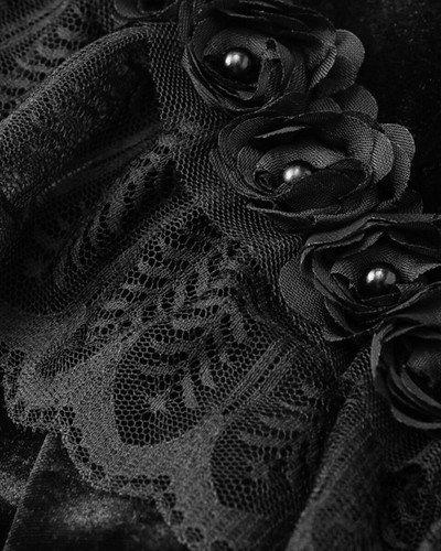 Dark In Love Womens Gothic Shrug Cape Black Velvet Shawl Steampunk VTG Victorian - Picture 8 of 9