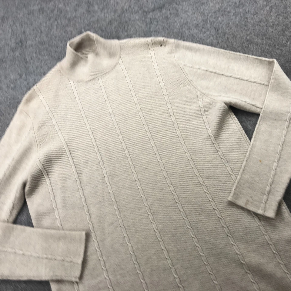 Suéter Cullen Mujer Grande Beige Tejido Cuello Simulado Pullover Lana * Foto 3 de 4