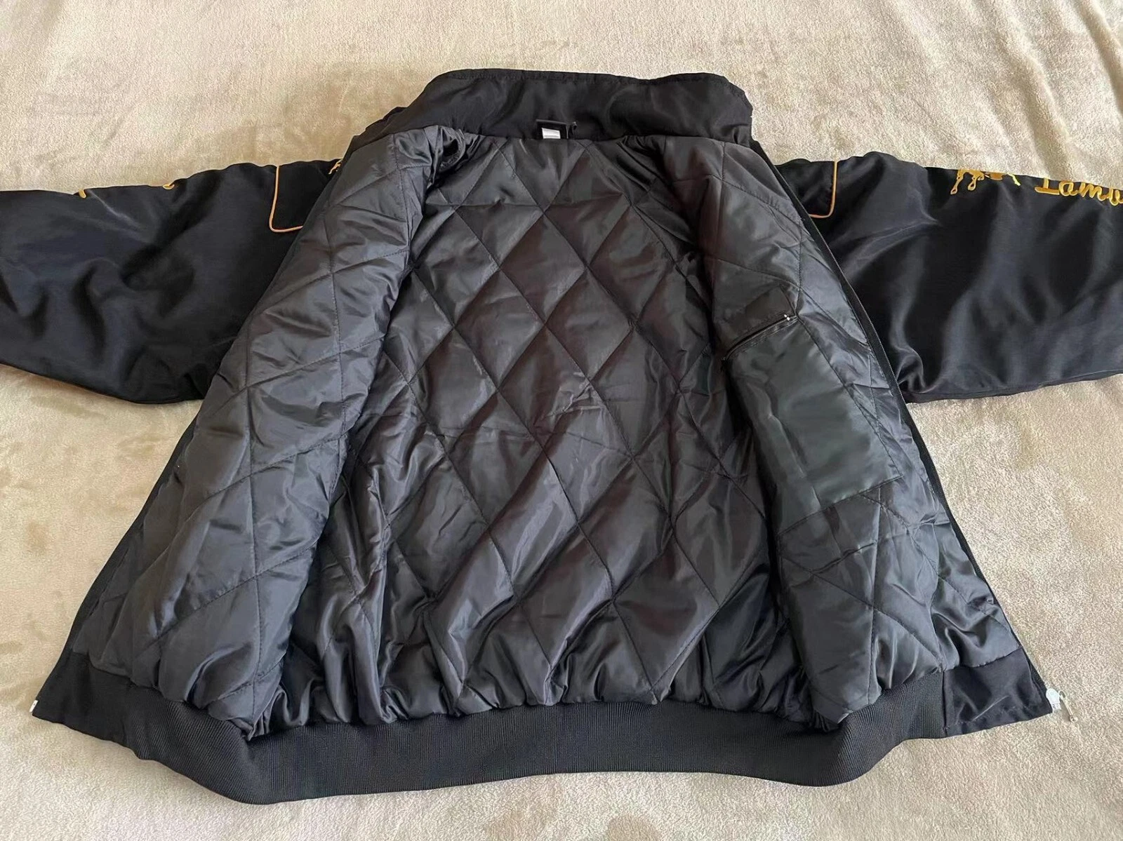 Adult F1 Vintage Racing Jacket Black Ebroidered Lamborghini Jacket Adult F1 Vintage Racing Jacket Black Ebroidered Lamborghini Jacket