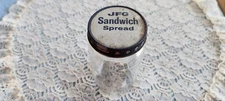 Vtg JFG Sandwich Spread Jar - Ball Glass Bottle w/Blue & White Dot Metal Lid emp