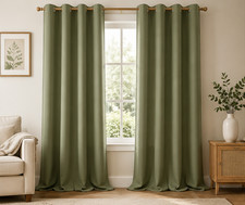 Sage Green Curtains Grommet Window Panels 52"x108" Textured Linen Look 2 Pcs