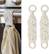 Crapyt 2 PCS Hanging Kitchen Towels Ring Crochet 10.43" x 2.56", White