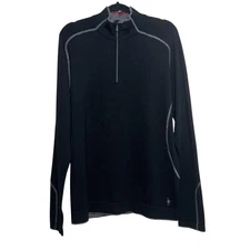 Smartwool Sweater Mens Size Large Black 1/4 Zip Pullover Outdoor Thumb Holes