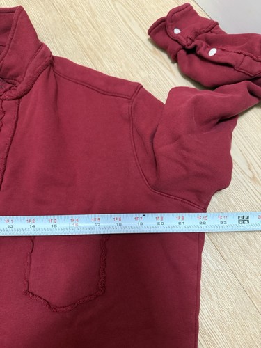 Frank & Eileen Felpa Eileen Triple Fleece con bottoni Rosso - Small Nuova senza etichette - Foto 8 di 8