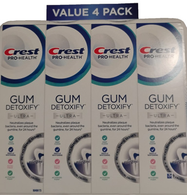 4x Crest Pro Health Gum Detoxify Ultra 4.7 oz. Ea. Deep Clean Activated Foam New