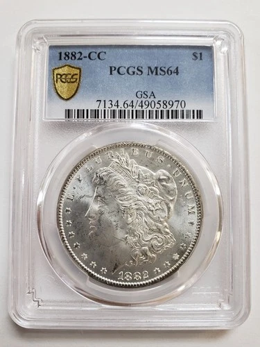 1882-CC Morgan Silver Dollar PCGS MS64 GSA — Choice Uncirculated — Carson City
