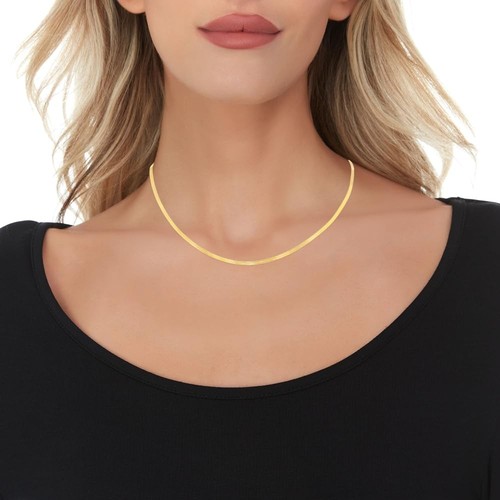 Floreo 14k Gelbgold 3mm Massiv Fischgrät Kette Halskette und Armband Set - Bild 3 von 8