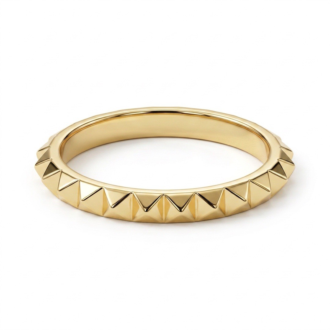 14K Real Gold Pyramid Stacking Ring | Fine Jewelry Celebrity Stylist Curated