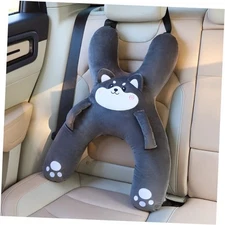 Car Pillow for Travel – Animal-Themed Car Seat Cushion with Safety Belt Dog