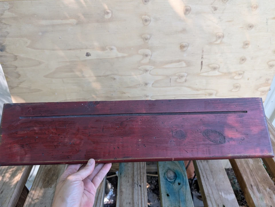 Vintage Rustic Primitive Wall Shelf Distressed Painted Wood Farmhouse Cottage - Image 4 of 4