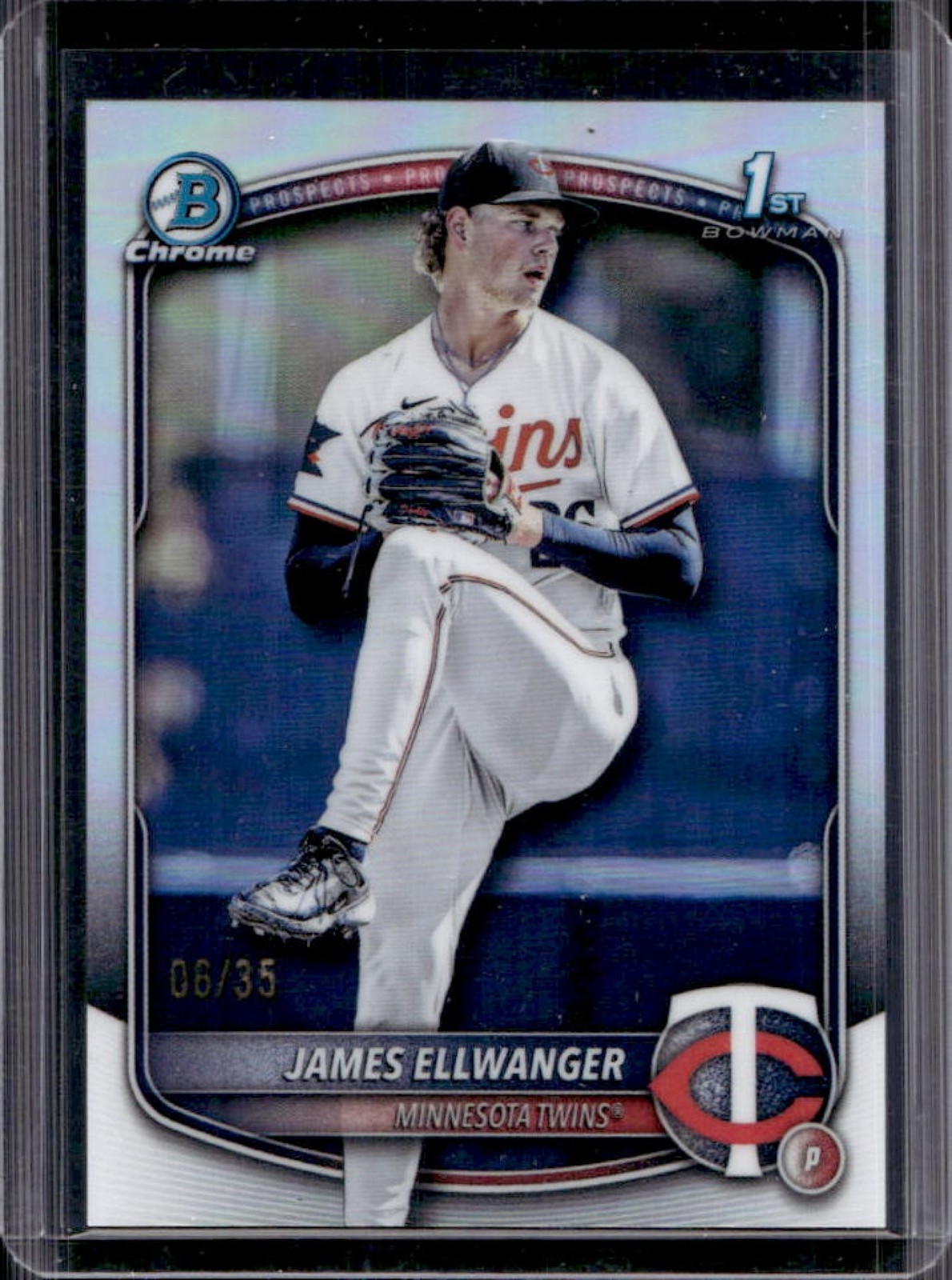 2025 Bowman Draft James Ellwanger Chrome Logofractor 1st Prospect #/35 Twins