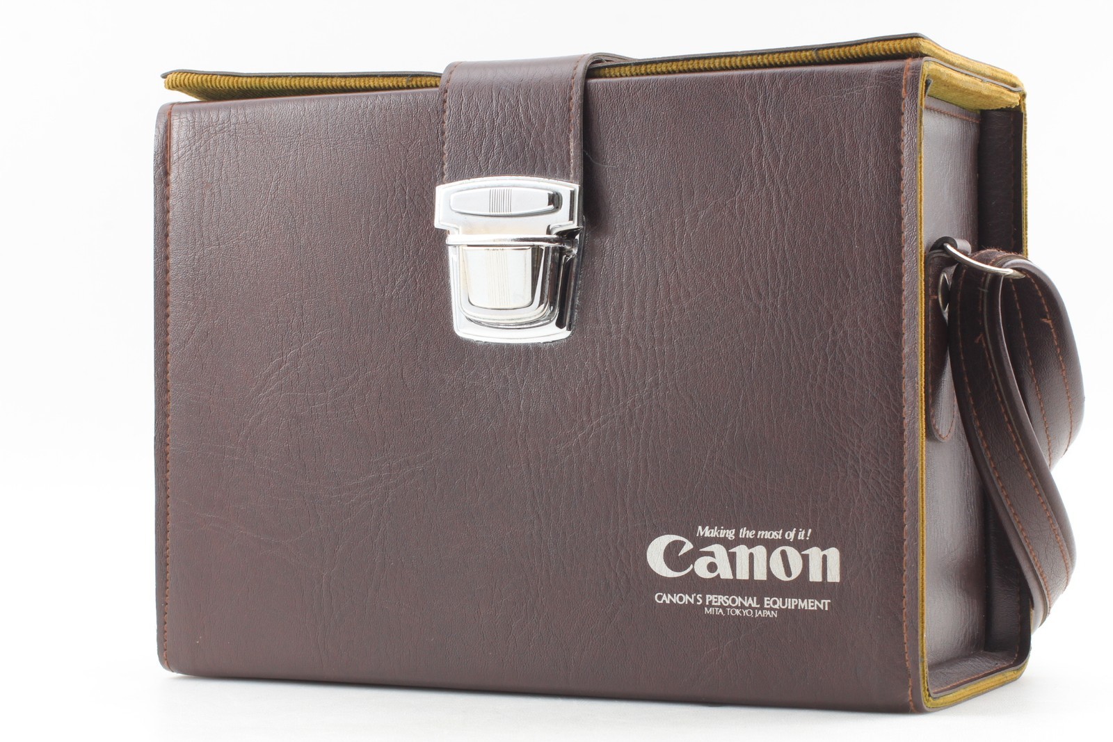 [Near MINT] Canon Genuine Vintage Leather Camera Bag Brown Hard Case From JAPAN
