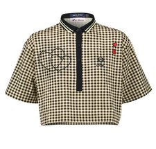Camicia donna Fred Perry Amy Winehouse cropped Gingham piqué taglia UK 14