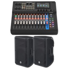 Yamaha MGX12 B 18-Ch Digital Mixer w/ 2x DBR12 1000W Powered Speakers Bundle
