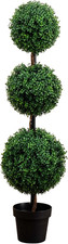 4 Ft Artificial Triple Ball Boxwood Topiary Tree with Pot