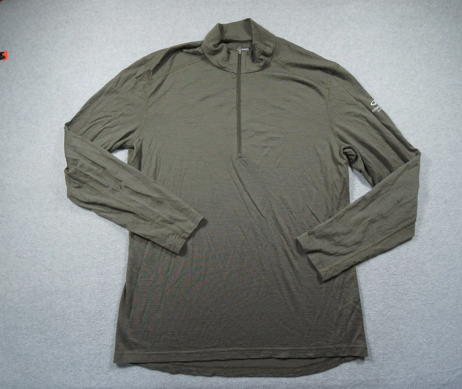 Icebreaker Merino 200 Base Layer Mens XL Green 1/4 Zip Bodyfit Long Sleeve Wool