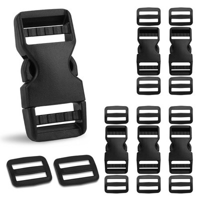 6 Set 1'' Buckle Quick Release + 12 Pcs Strap 1 inch, Black