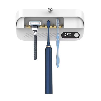 Dual-use Toothbrush and Razor Sterilizer, Wall Mounted, with Air Drying, UVC Lig