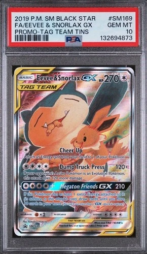 Pokémon TCG Eevee & Snorlax GX Holo Ultra Rare Card Sun and Moon Team Up 169/181