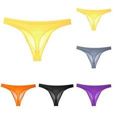 Men Seamless Sheer Bikini Bulge Pouch G-string Thong Briefs Underwear Underpants