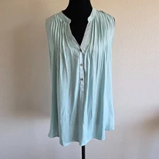 Anthropologie Dolan Left Coast  Flowy Top Sea Green Sleeveless Lace Back Size L
