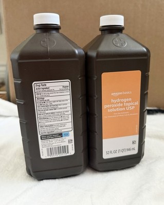 Amazon Basics Hydrogen Peroxide Skin Antiseptic Solution 3% 32 fl oz, 2 Bottles