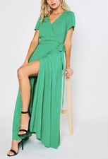 Women's Wrap Maxi Dress Green Size S