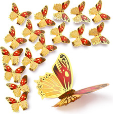 36 Pcs Butterfly Baby Shower Decorations 3D Butterfly Wall Decor Gold Butterfly